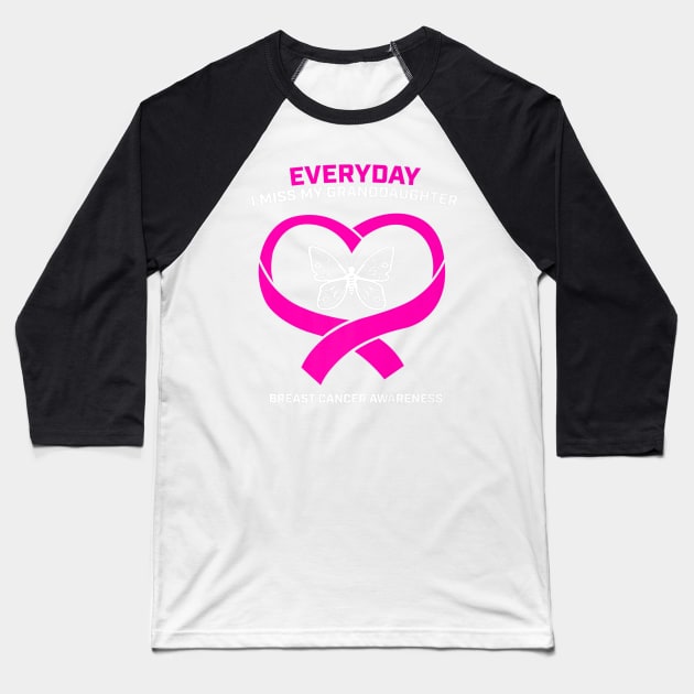 In Remembrance Memory Granddaughter Breast Cancer Awareness Baseball T-Shirt by CarolIrvine